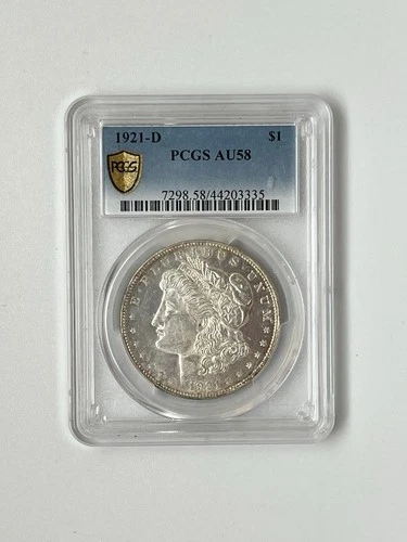 1921 (D) Morgan Silver Dollar Beautiful Color PCGS AU58