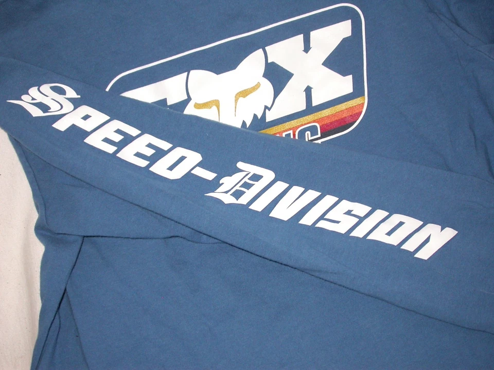 Camisa Fox Racing Speed Division Juvenil XL Azul con Logo Manga Larga Moto Niños Foto 4 de 4