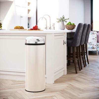 Inmotion 50L Creme Edelstahl Auto Automatischer Sensor Küche Abfall Staubbehälter