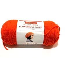 Craft Smart Value Neon Yarn Orange VN102 DL 1808 Acrylic 4 PLY 252 YD Retro NEW
