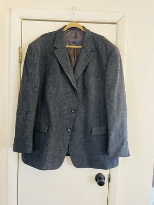 Men s Gray Wool Luca Bertoni Classic 3 Button Herringbone Blazer 52R
