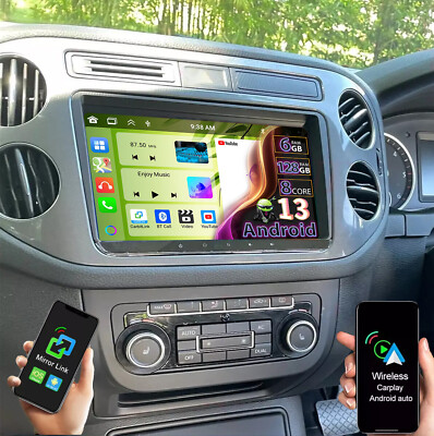 Carplay 6+128GB Android 15 Autoradio für VW Tiguan 5N Golf Plus BT WiFi GPS RDS