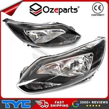 TYC Pair LH+RH Head Light Lamp (Non Xenon Black) For Ford Focus LW 2011-2015