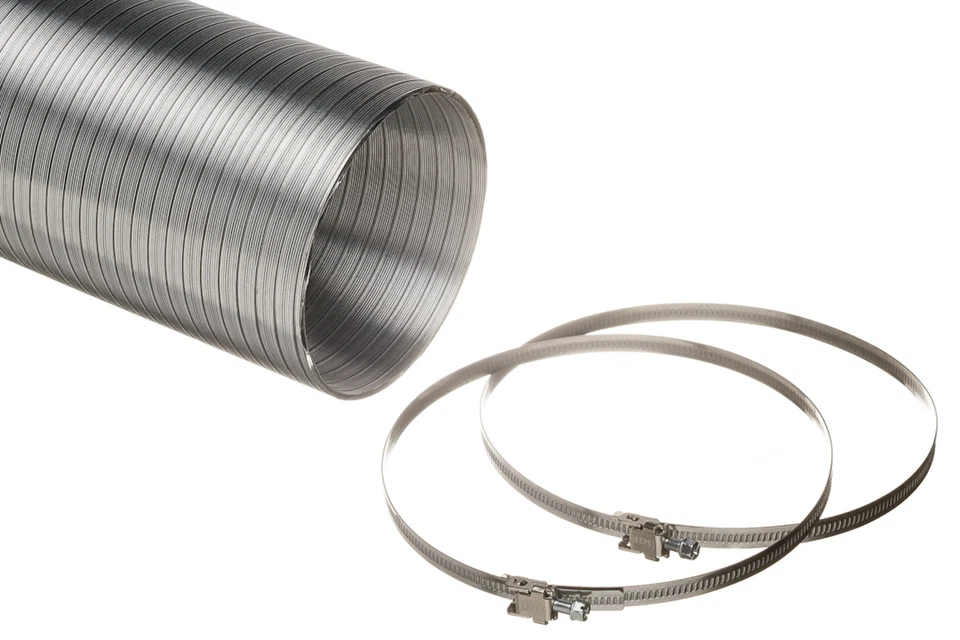 Semi Rigid Aluminium Hose 1.5M or 3M & Hose Clips For 100mm 125mm 150mm Ducting - Image 2 of 2
