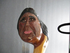 Hand Carved Wooden Cane 33" Subject Native American Walking Stick USA