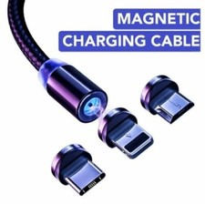 3 in 1 Magnetic USB Type C 8-Pin Charger Charging Cable for Phone iPhone