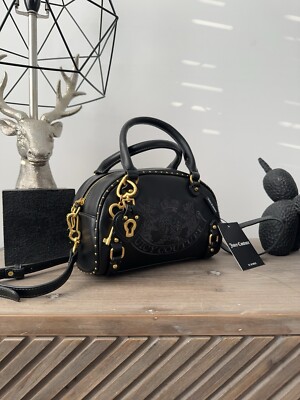 Juicy Couture Zweig Hunde Tasche Bowling klein schwarz gold Schulter Herz Schlüssel RAR