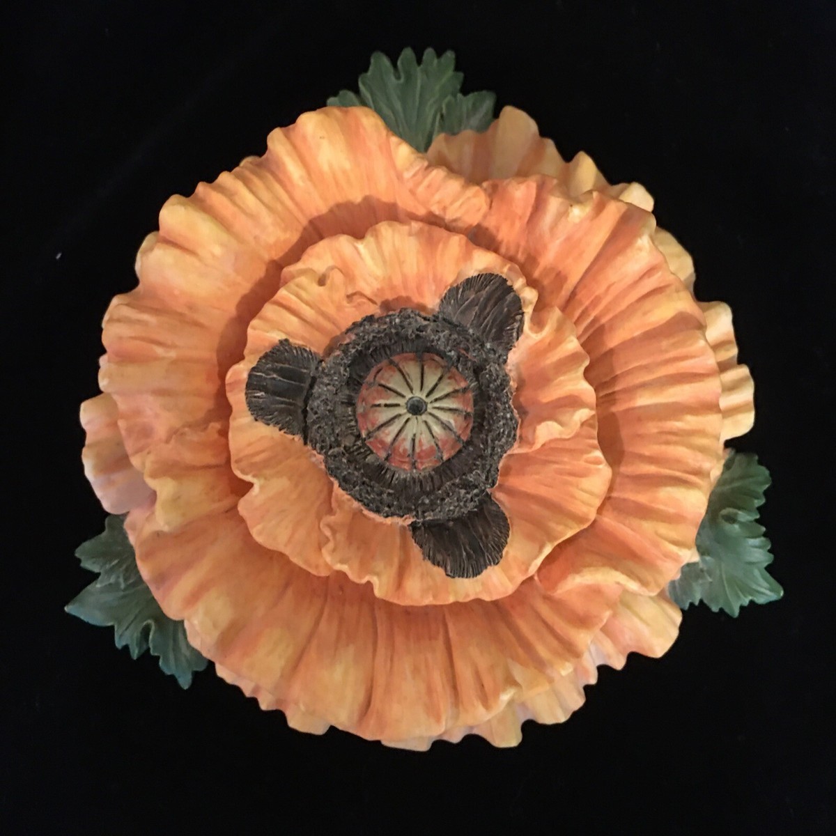 4/12.13.15 モカ様 Trinket Box Orange Poppy Flower With Hinged Lid Resin | eBay