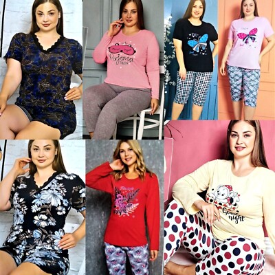 2 tlg.Damen Pyjama Schlafanzug Hausanzug Shorty- T-Shirt Baumwolle GrM;.L;XL;XXL