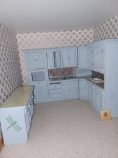dolls house 1:12 Scale Kichen Units Integrated Cooker, Sink And Island