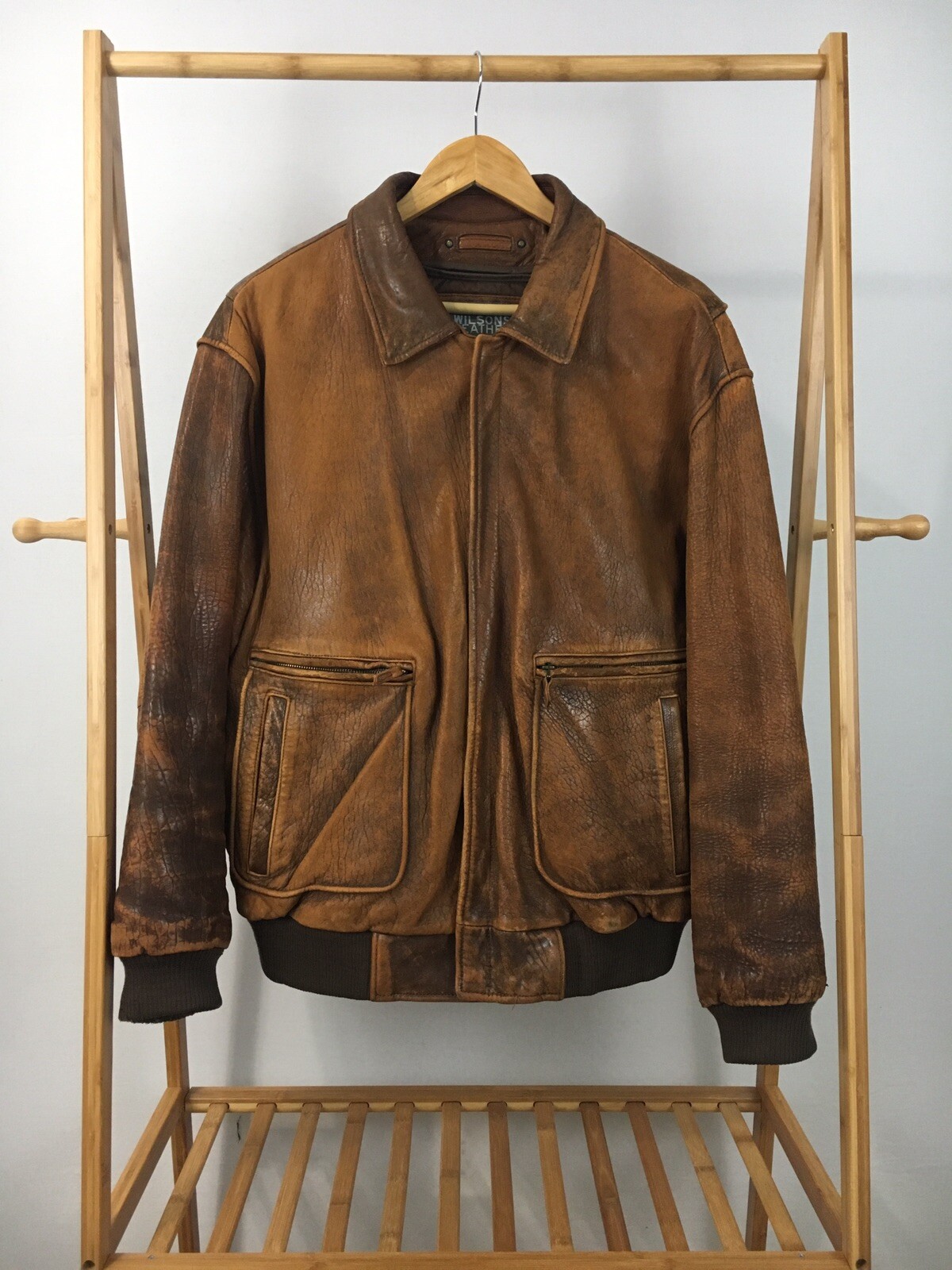 RARE VTG Wilson Leather Men's Flight Bomber Thinsulate Insulation Jacket Size XL