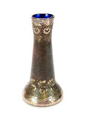 Vase blue crystal with Overlay Design Leon Ledru VAL ST LAMBERT Circa 1910