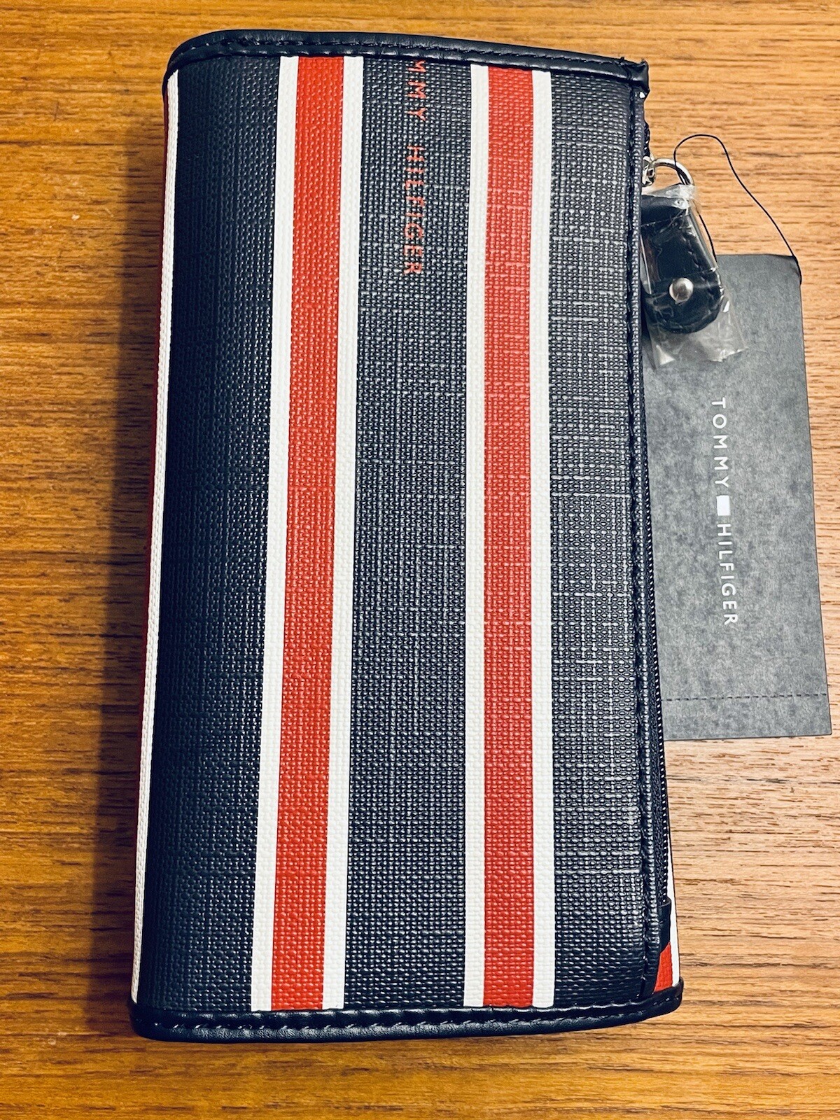 Red White & Blue Striped Tommy Hilfiger Faux Leather Wallet  
