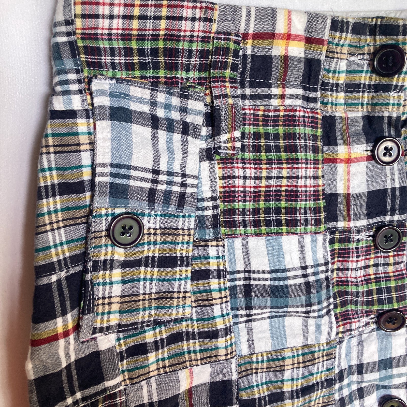 Y2k Cambridge Patchwork Plaid Button Front Hippie… - image 15