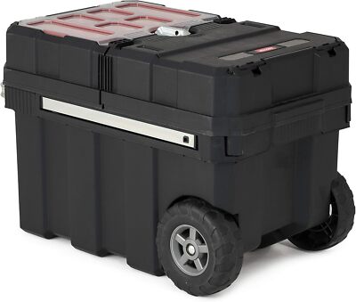 Keter Masterloader Resin Rolling Tool Box with Locking System and Removable Bins