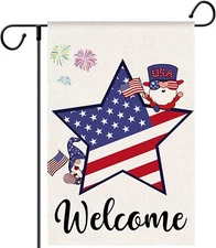 Pinknoke 4th of July Garden Flag Strip and Star American Flag Summer Gnomes