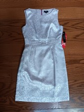 Tahari Arthur S Levine Sleeveless Dress  Size 6 Mauve/Silver Knee Length Sheath