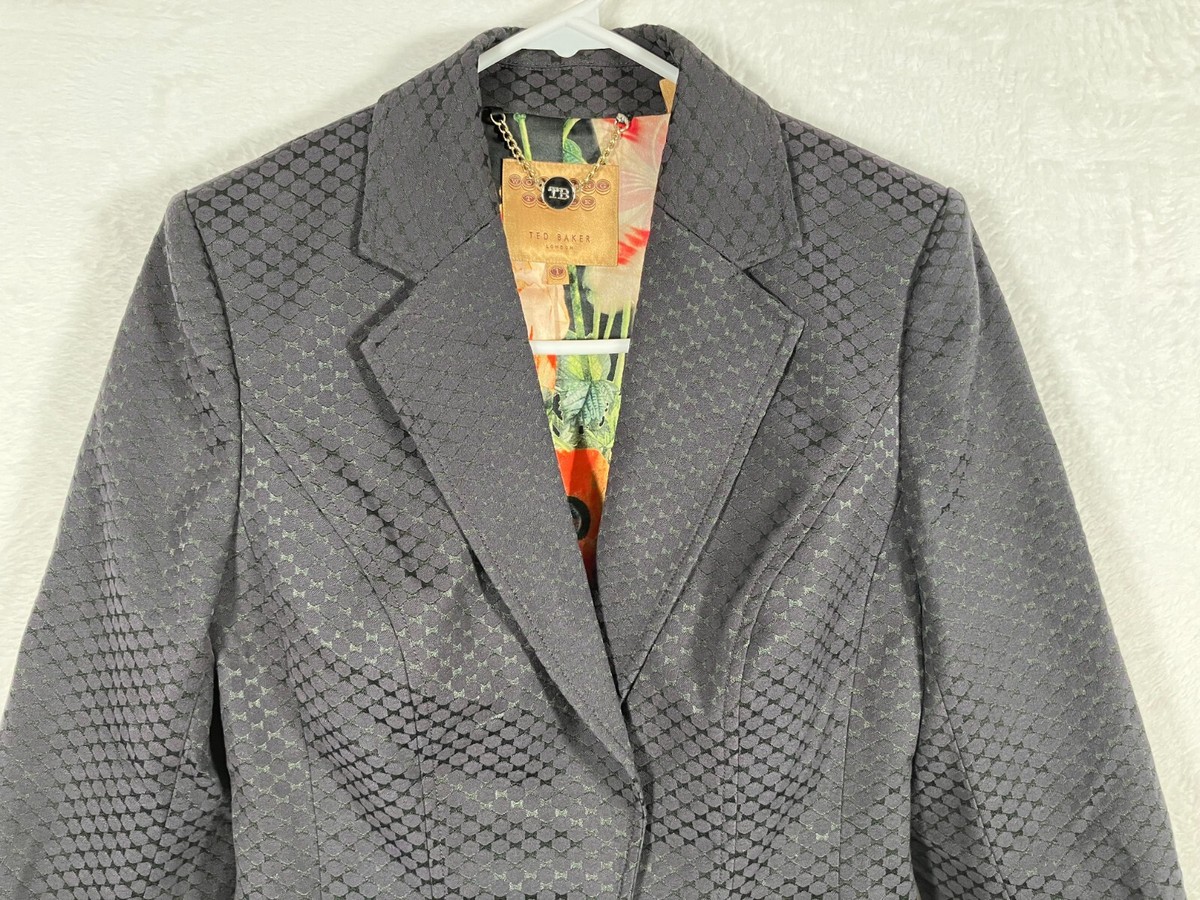 Ted Baker Working Title Black Blazer Jacket Floral Lining