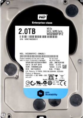 FESTPLATTE WD Se DATACENTER WD2000F9YZ 2TB 7200U/min 64MB SATA III 6G 3.5'' Zoll
