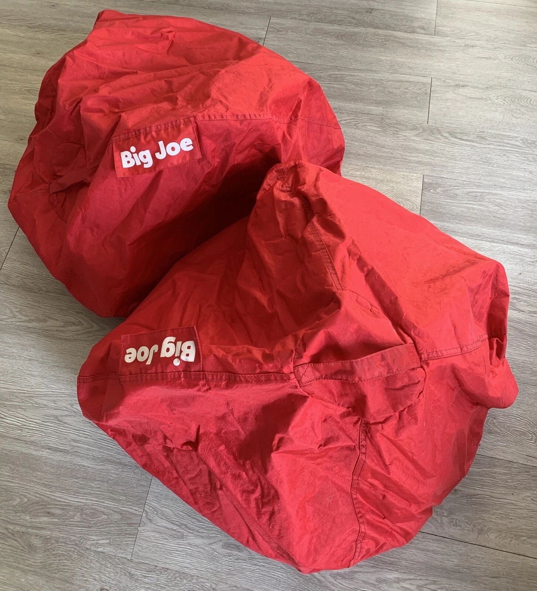 2 Big Joe Red Round Bean Bag Chair Seat Lounger Filling Not