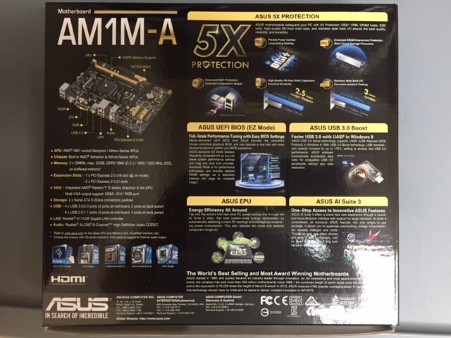 Carte Mère ASUS AM1M-A – Socket AM1 – MicroATX – Pour Processeurs AMD – Occasion
