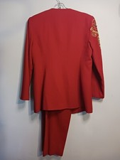 Vintage Red Womens Pantsuit 100 Wool