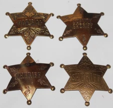 LOT OF 4 Old Western Fancy Brass Sheriff &  Marshal  Badges