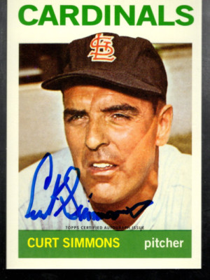 B1115- 2016 Topps Archive 65th Ann Autogramme Grün Rücken #A65CS Curt Simmons /