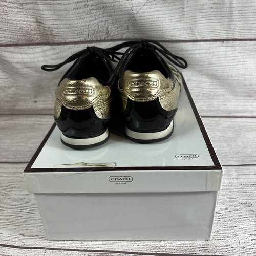 Coach Womens Kodie A13901 Khaki Gold Lace Up Low Top Sneaker Shoes Size 8.5 - Picture 4 of 15