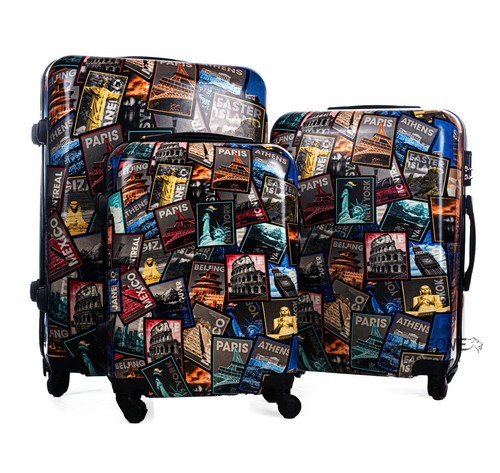 VALIGIA TROLLEY SET 3 POLICARBONATO 4 RUOTE BAGAGLIO MANO MEDIO GRANDE  MONUMENTI | eBay