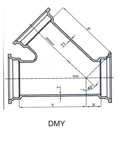 Raccordo per tubi flangiato STAR Union WYE WYES 4x4 MJ 350 DI C153 ferro duttile - Foto 3 di 4