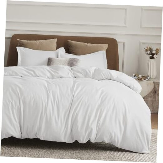 Soft White Duvet Cover Queen Size Double Bed 90x90 in Premium Quality-image