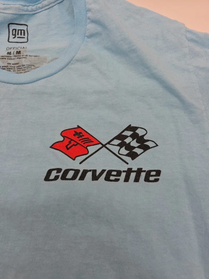 Camiseta oficial GM Corvette para hombre camiseta gráfica azul mediana 100 % algodón. #39063 Foto 2 de 4