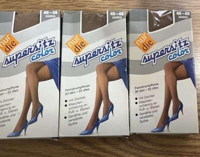 3 Nur Die Only The Vtg Sheer Nylon Tights 20 Den Perfect Fit Size 46/48 Saskia