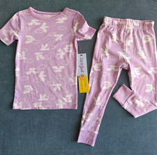 Cat  Jack Girls Purple Pajama Set NWT Short Sleeve Top  Pants Cloud Bird T3
