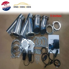 3" 3in Dual Electric Exhaust Valve Y Pipe Motor Kit Manual Control&Remote Switch