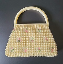 Vintage Grandee Bubble Beaded Corde Handbag Flower Embroidered 50s Cottagecore