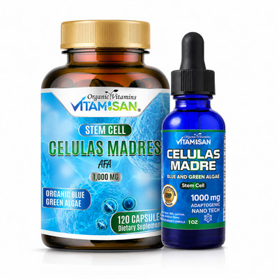 Celulas Madres Stem Cell Supplement AFA Spirulina Liquid Drops Capsules 2 Pack