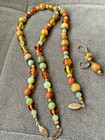 Vintage set of jewelry different colors shapes of precious stones necklace brace — photo 5