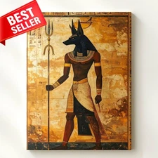 Optimization Anubis Recreation Ancient Egyptian Mural Showing Canvas Wall Art