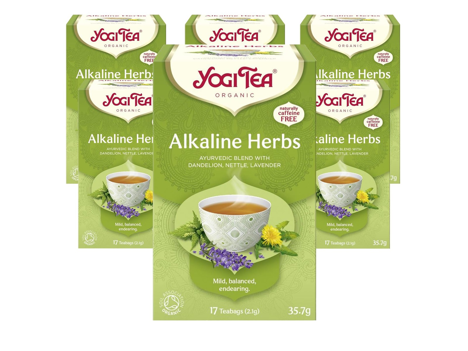 Yogi Tea, Alkaline Herbs, Organic Herbal Naturally 35.7 g (Pack of 6)