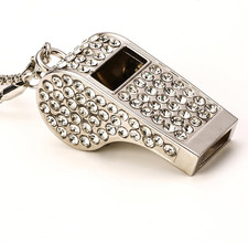Whistle,Bling Whistle Metal Rhinestone Lanyard Whistle Loud Sound with Chain for