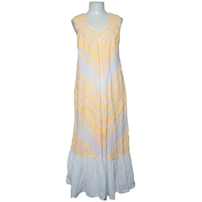 Devotion Twins, Maxikleid, Größe: S, Weiß/Gelb, Baumwolle, Chevron, Damen #R4O