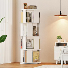 360  Rotating 4-Tier Wooden Bookshelf - Perfect for Small Spaces