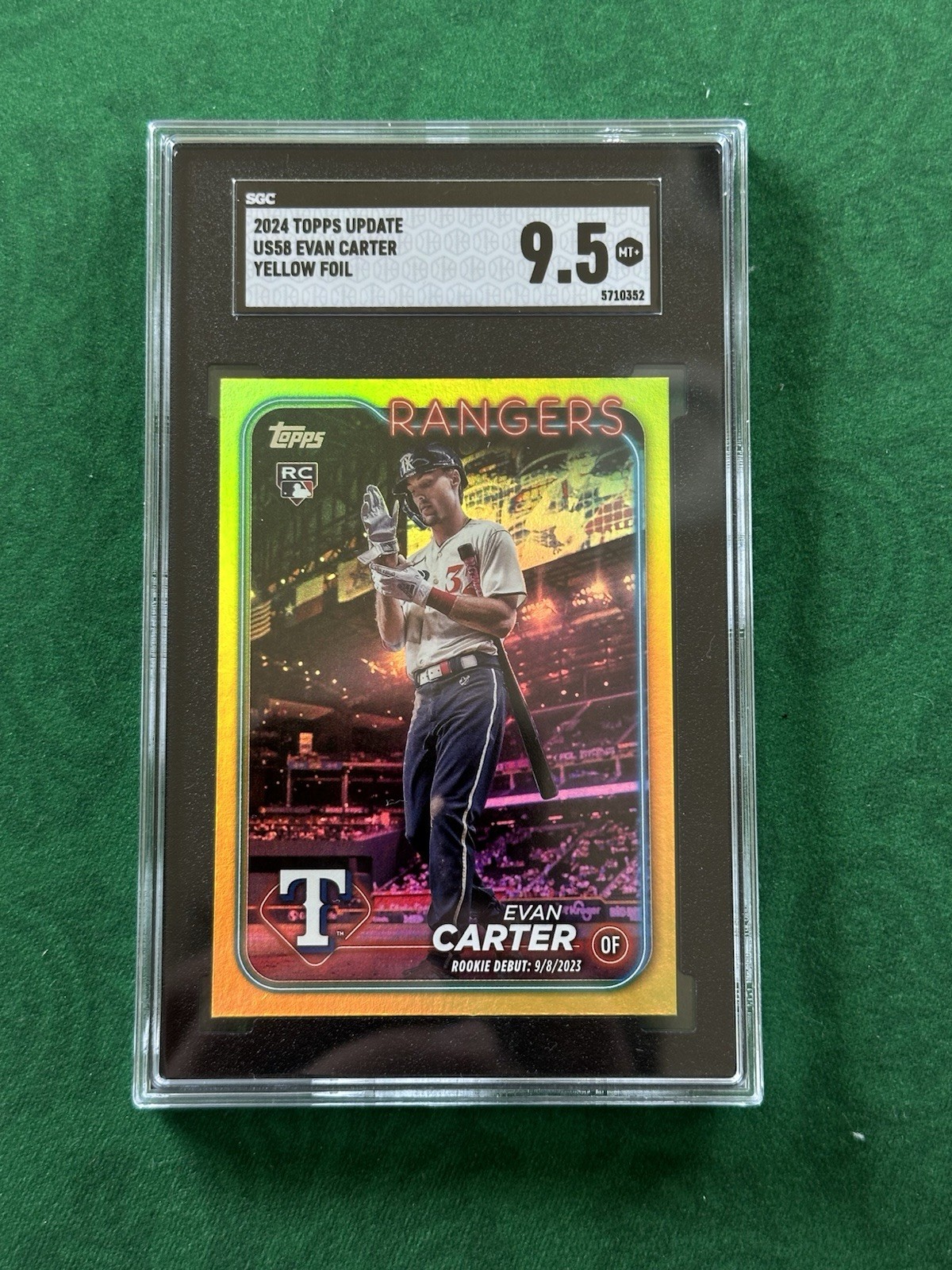 Evan Carter Yellow Foil SP #US58 2024 Topps Update Rookie