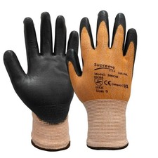 Builders Work Gloves Level 3 Cut Resistant Orange Black Safety Grip PPE Pack