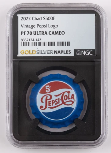 2022 Chad Vintage Pepsi Logo Early Releases .999 Proof Silver Coin NGC PF70