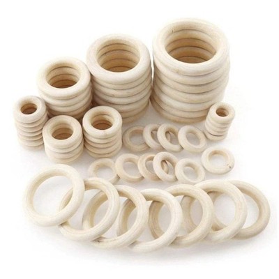 Natural Wood DIY 15mm-100mm Wooden Beads Pendant Connectors Circles Ring Macrame