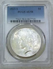 1923-S Peace Silver Dollar PCGS AU58 Frosty White PQ New Holder #B336A