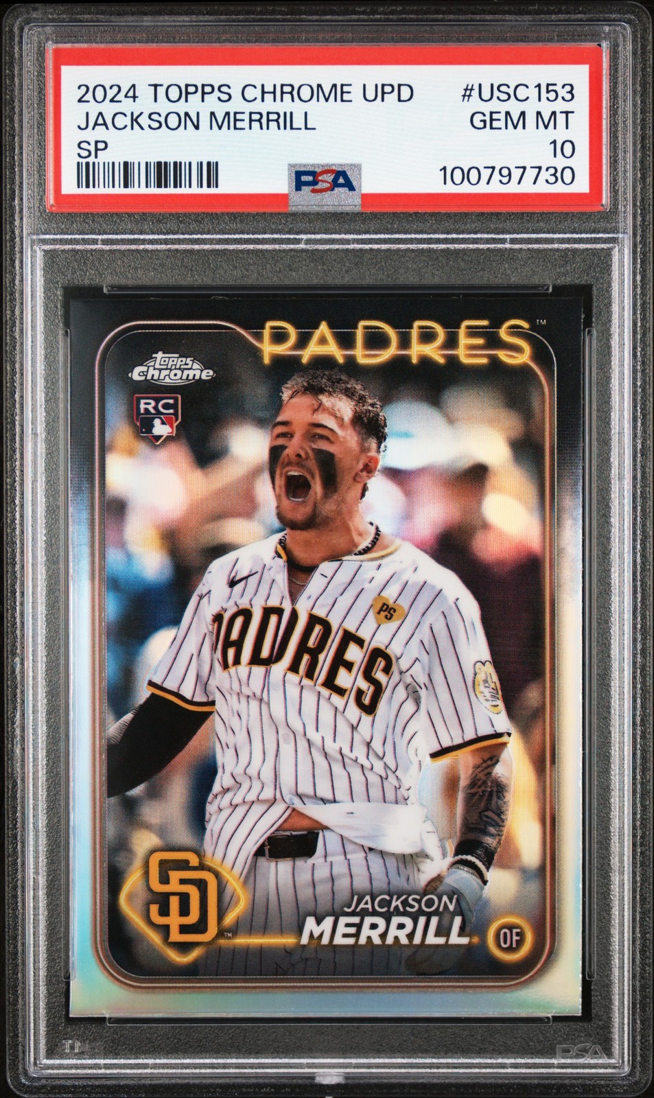 2024 Topps Chrome Update #USC153 Jackson Merrill SP Variation RC Padres PSA 10